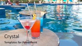  Presentation with coconut drinks - Audience pleasing slides consisting of tropical drinks at swimming pool backdrop and a coral colored foreground