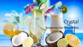  Presentation with tropical - Cool new presentation theme with tropical drinks backdrop and a light blue colored foreground