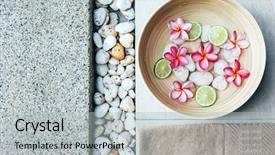  Presentation with foot treatment - Beautiful slide set featuring tropical flowers organic spa backdrop and a light gray colored foreground