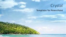  Presentation with tropical forest - Slide set with tropical forest sea coast and mountains siamese bay phangan thailand background and a light blue colored foreground
