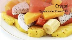  Presentation with dragon fruit - Slide deck featuring tropical fresh cut fruit background and a coral colored foreground