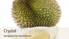  Presentation with tropical fruit - PPT theme enhanced with tropical fruit - durian isolated background and a lemonade colored foreground