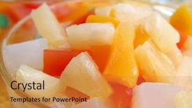  Presentation with fruit cocktail - Cool new presentation design with nata de cocos food - tropical fruit cocktail backdrop and a gold colored foreground