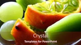  Presentation with tropical fruit - Colorful slide set enhanced with tropical-fruit-mix-background backdrop and a tawny brown colored foreground