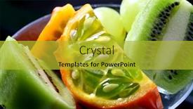  Presentation with tropical fruit - Presentation theme with tropical-fruit-mix background and a gold colored foreground