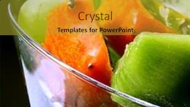  Presentation with tropical fruit - Slide deck with tropical-fruit-mix background and a gold colored foreground