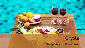  Presentation with vegan diet - PPT layouts with tropical fruit plate background and a gold colored foreground