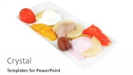  Presentation with tropical ice cream - Beautiful PPT theme featuring tropical-fruits-and-ice-cream backdrop and a white colored foreground