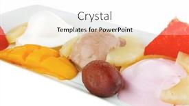  Presentation with tropical ice cream - Colorful presentation design enhanced with tropical-fruits-and-ice-cream backdrop and a white colored foreground