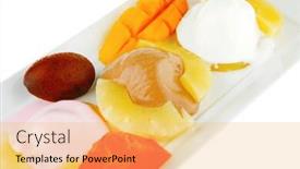  Presentation with tropical ice cream - Colorful PPT layouts enhanced with tropical-fruits-and-ice-cream backdrop and a yellow colored foreground