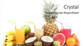  Presentation with juice - Audience pleasing PPT theme consisting of tropical fruits and juice isolated backdrop and a  colored foreground