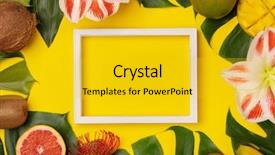  Presentation with flat - Cool new presentation design with tropical fruits and plant backdrop and a gold colored foreground