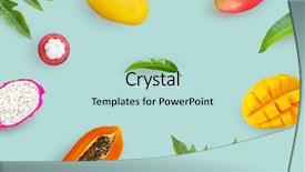  Presentation with palm leaves - Presentation theme with tropical fruits background green palm background and a sky blue colored foreground