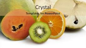  Presentation with tropical - Slide set enhanced with tropical-fruits-close-up-shot background and a yellow colored foreground