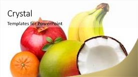  Presentation with tropical fruit - Presentation theme consisting of tropical fruits isolated on white background and a white colored foreground