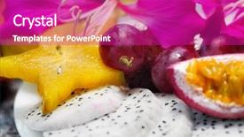  Presentation with tropical fruit - PPT theme consisting of tropical fruits sliced dragon fruit background and a purple colored foreground