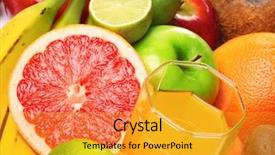  Presentation with tropical fruit - Beautiful slide deck featuring tropical fruits with glasses backdrop and a gold colored foreground