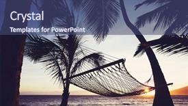  Presentation with hawaiian - Presentation design consisting of tropical hawaiian hammock at sunset background and a ocean colored foreground