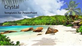  Presentation with holidays - PPT theme featuring tropical holidays in seychelles panoramic background and a light blue colored foreground