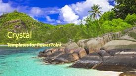  Presentation with holidays - Amazing presentation theme having tropical holidays - seychelles islands backdrop and a tawny brown colored foreground