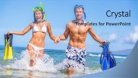  Presentation with tropical holiday - Amazing theme having holidays with flippers and mask backdrop and a light blue colored foreground