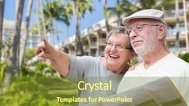  Presentation with brochure - Colorful slide deck enhanced with tropical hotel and palm tree backdrop and a tawny brown colored foreground