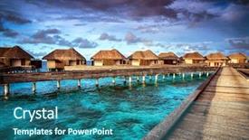  Presentation with luxury resort - Slide deck having transparent water summer holiday background and a ocean colored foreground