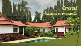  Presentation with beautiful houses - Colorful slides enhanced with tropical houses with beautiful garden backdrop and a tawny brown colored foreground