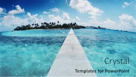  Presentation with walk - Theme having tropical-island-and-walk-way background and a light blue colored foreground