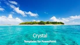  Presentation with island - Cool new presentation theme with tropical island blue ocean backdrop and a teal colored foreground