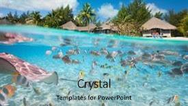  Presentation with under water - Cool new presentation theme with tropical island in french polynesia backdrop and a light blue colored foreground