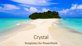  Presentation with sand ocean - Colorful slides enhanced with tropical island in ocean and sand bank backdrop and a lemonade colored foreground