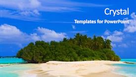  Presentation with sand ocean - Beautiful presentation featuring tropical island in ocean and sand bank backdrop and a cobalt blue colored foreground