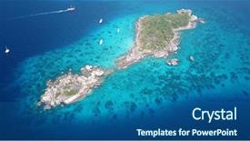  Presentation with unmanned aerial - Cool new slide deck with tropical island in sea aerial backdrop and a  colored foreground