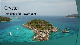  Presentation with tropical - PPT theme enhanced with tropical island in sea aerial background and a  colored foreground