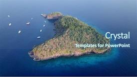  Presentation with island - PPT theme with tropical island in sea aerial background and a  colored foreground