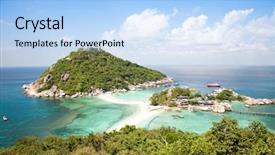  Presentation with paradise island - Theme consisting of tropical island paradise koh tao background and a light blue colored foreground