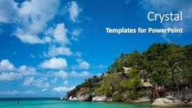  Presentation with paradise island - Beautiful PPT theme featuring tropical-island-paradise-turquoise-clear backdrop and a teal colored foreground