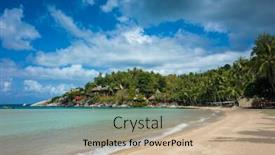  Presentation with paradise island - PPT theme having tropical-island-paradise-turquoise-clear background and a soft green colored foreground