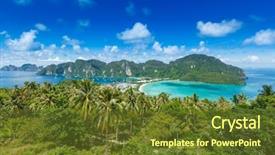  Presentation with resorts - Cool new presentation with tropical island with resorts - phi backdrop and a tawny brown colored foreground