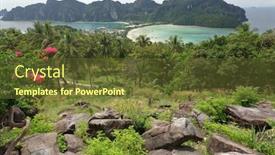  Presentation with scenery - Cool new presentation with tropical-island-scenery-from-viewpoint backdrop and a tawny brown colored foreground