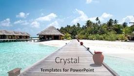  Presentation with sand ocean - Cool new presentation theme with tropical-island-with-palm-trees backdrop and a light gray colored foreground