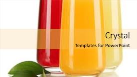  Presentation with isolated fall oak leaf - Audience pleasing PPT layouts consisting of tropical jugos - glasses of juise and leafs backdrop and a yellow colored foreground
