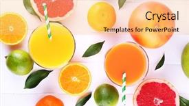  Presentation with citrus - Presentation theme featuring tropical jugos - juices and many citrus close-up background and a yellow colored foreground