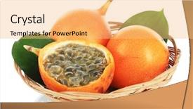  Presentation with passion - Audience pleasing presentation theme consisting of tropical jugos - passion fruits in wicker basket backdrop and a yellow colored foreground