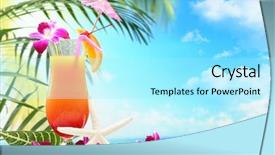  Presentation with cocktail - Slide set enhanced with tropical jugos - refreshing orange cocktail on beach background and a arctic colored foreground