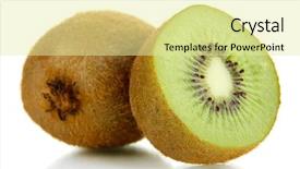  Presentation with ripe golden potato on white - Amazing slide deck having tropical jugos - ripe kiwi isolated on white backdrop and a  colored foreground