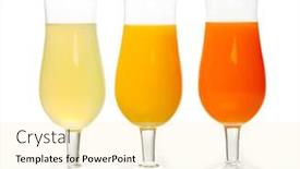  Presentation with juices - Amazing presentation design having tropical juices in glasses isolated on white backdrop and a blonde colored foreground