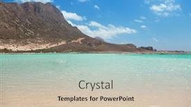  Presentation with white sand - Slide deck featuring tropical-lagoon-with-white-sand background and a soft green colored foreground