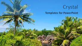  Presentation with jungle - Audience pleasing theme consisting of tropical-lake-in-jungle-near backdrop and a teal colored foreground